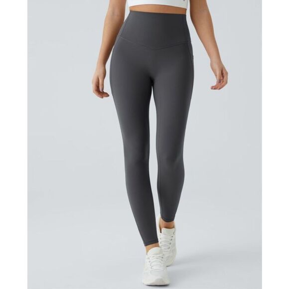 $45 Halara High Waisted Tummy Control Side Pocket Leggings 7/8 length size large - Picture 2 of 8